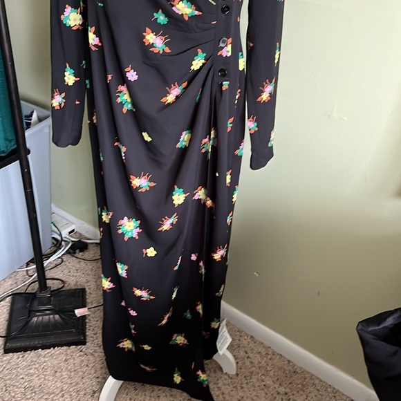 ASOS DESIGN ruched front button up wrap shirt midi dress in black floral print - Picture 5 of 16